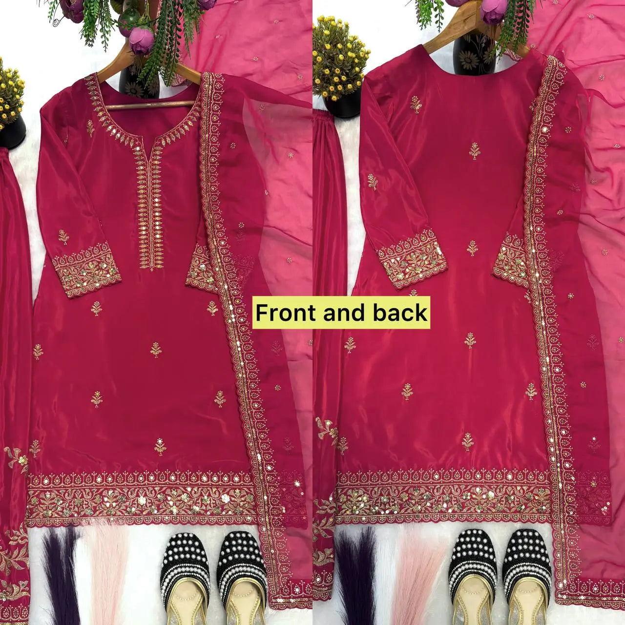 Elegant Festive Embroidered Crepe Silk Sharara Set for Wedding and Celebration Wear