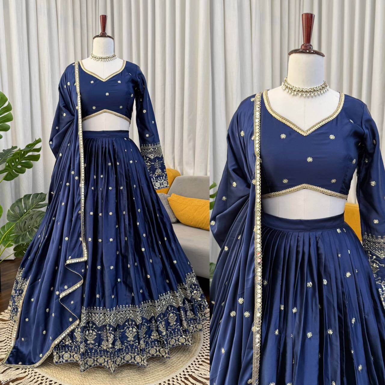 Elegant Festive Japan Satin Lehenga Set