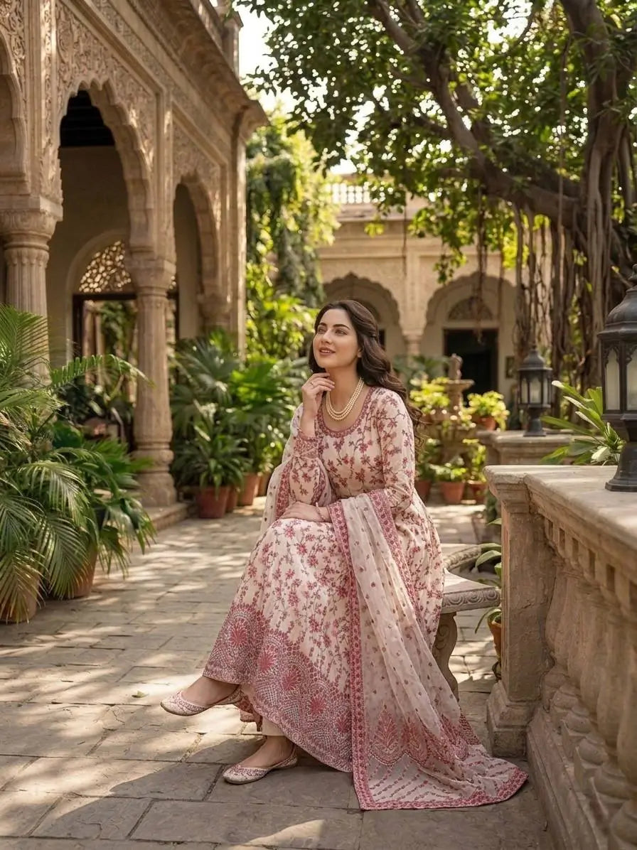 Elegant Floral Georgette Anarkali Set for Festive and Day Occasion Wear