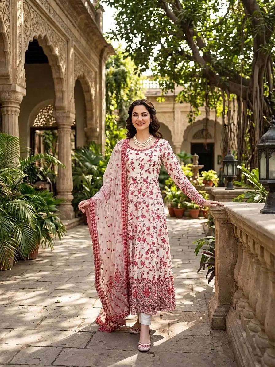 Elegant Floral Georgette Anarkali Set for Festive and Day Occasion Wear