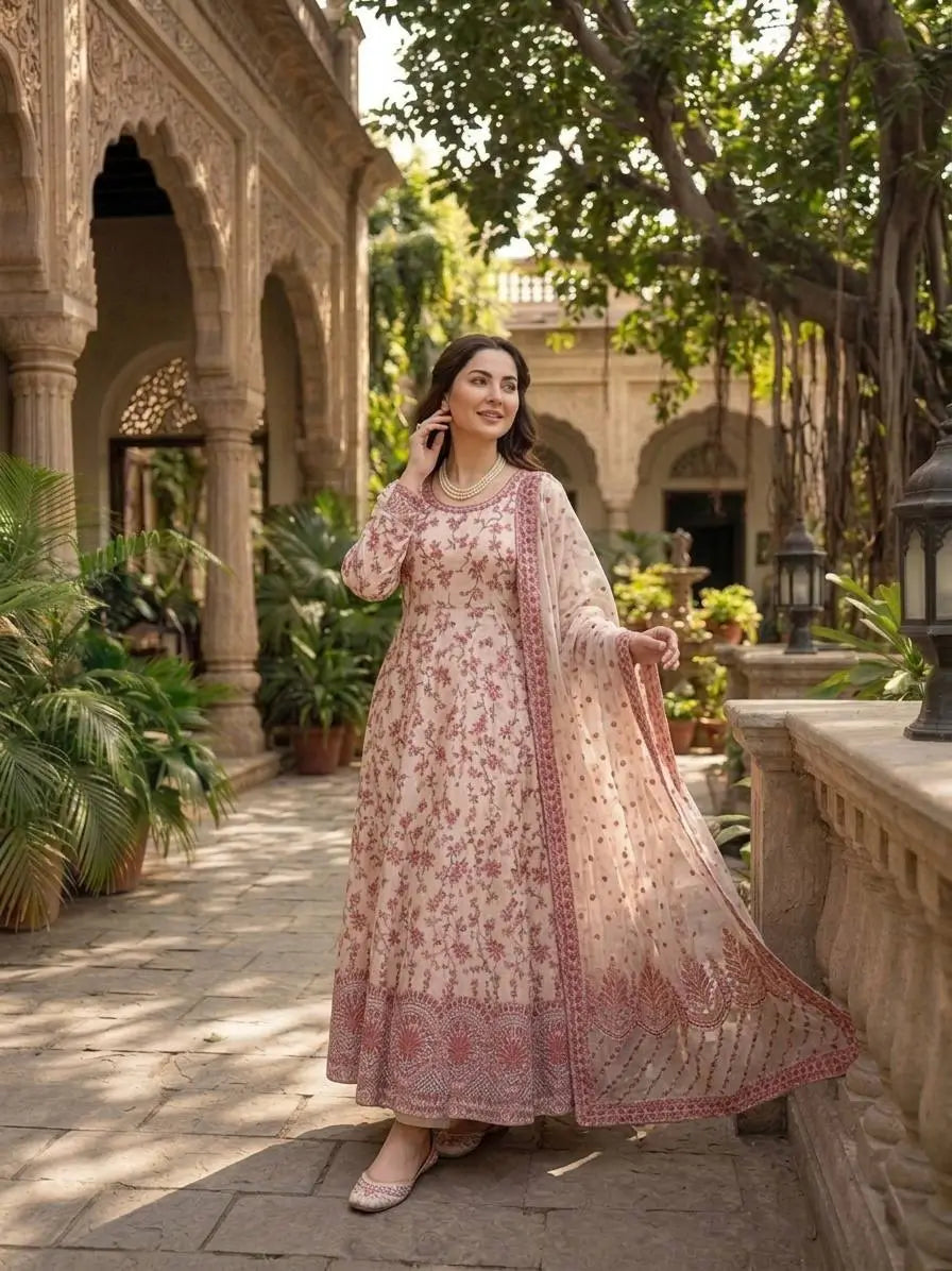 Elegant Floral Georgette Anarkali Set for Festive and Day Occasion Wear