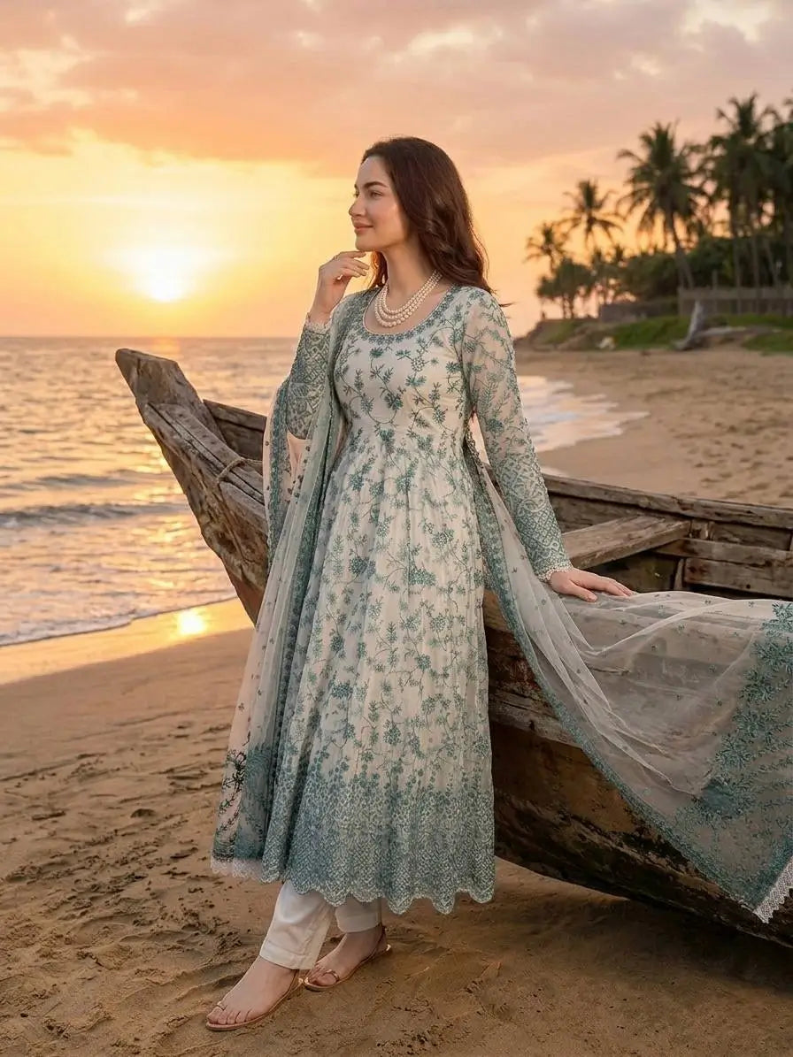 Elegant Floral Georgette Anarkali Set for Festive and Day Occasion Wear