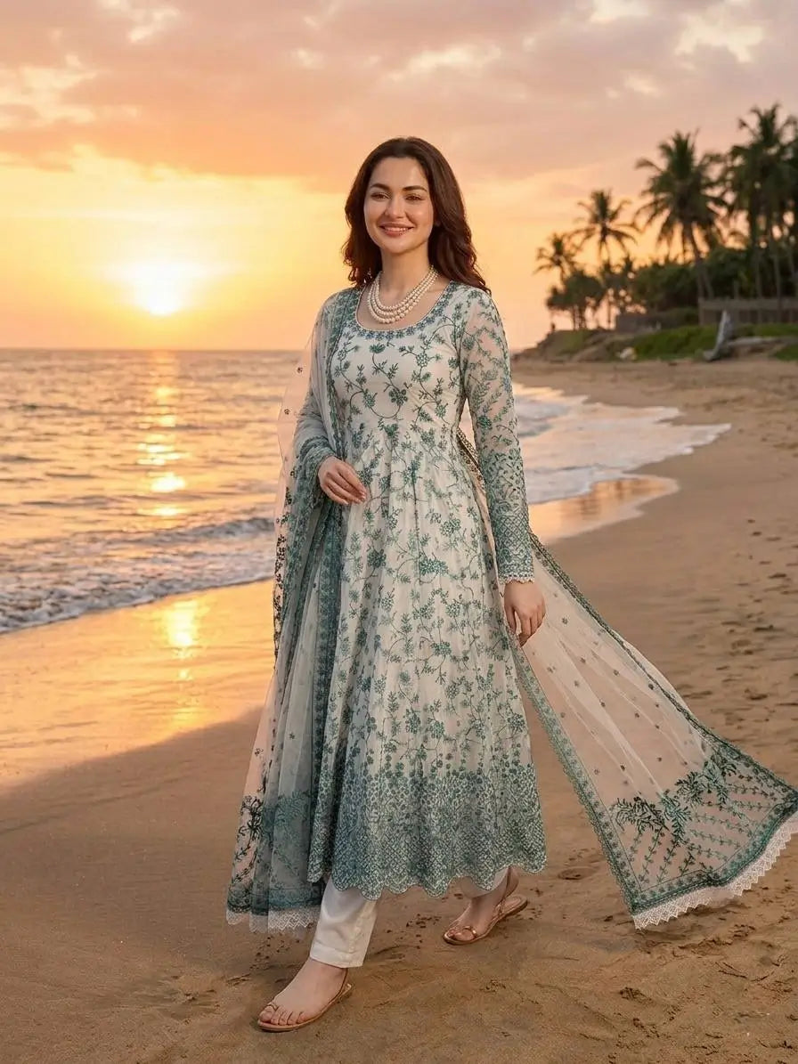 Elegant Floral Georgette Anarkali Set for Festive and Day Occasion Wear