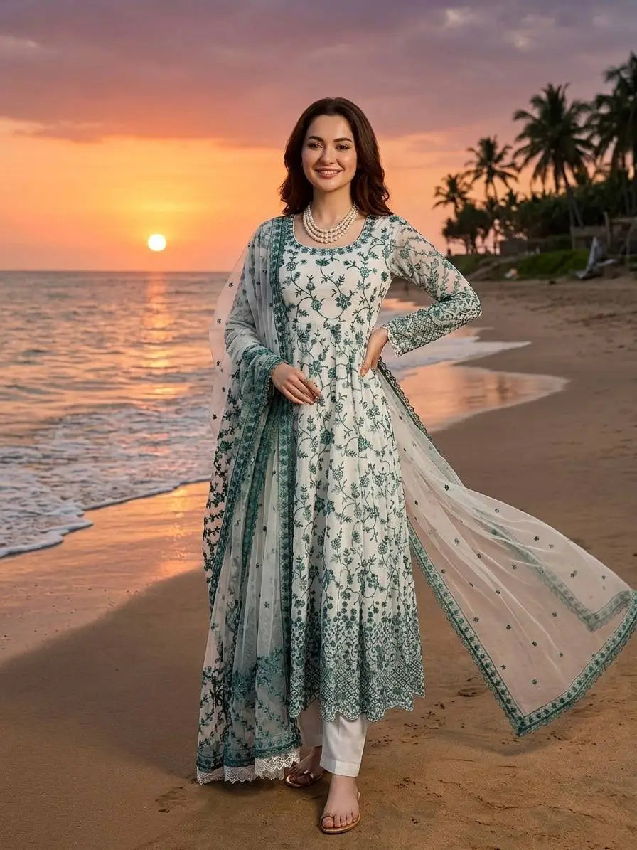 Elegant Floral Georgette Anarkali Set for Festive and Day Occasion Wear