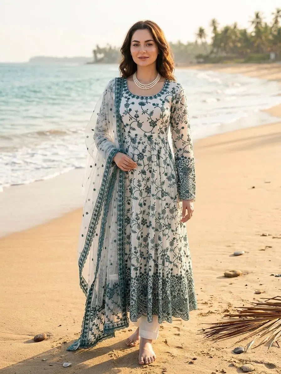 Elegant Floral Georgette Anarkali Set for Festive and Day Occasion Wear