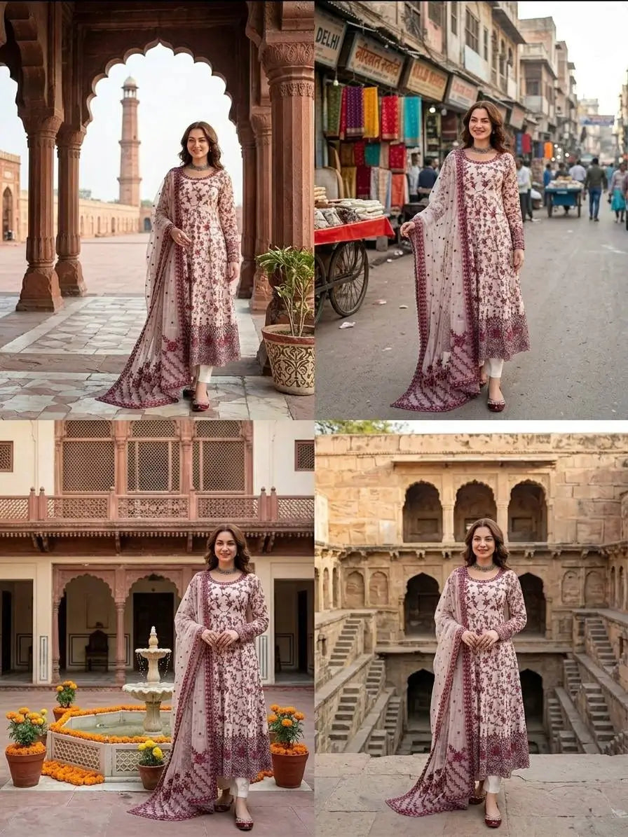 Elegant Floral Georgette Anarkali Set for Festive and Day Occasion Wear