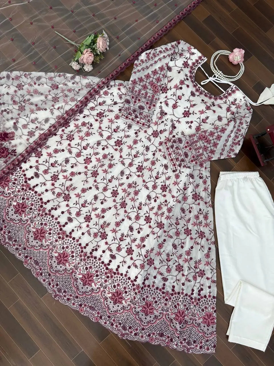 Elegant Floral Georgette Anarkali Set for Festive and Day Occasion Wear