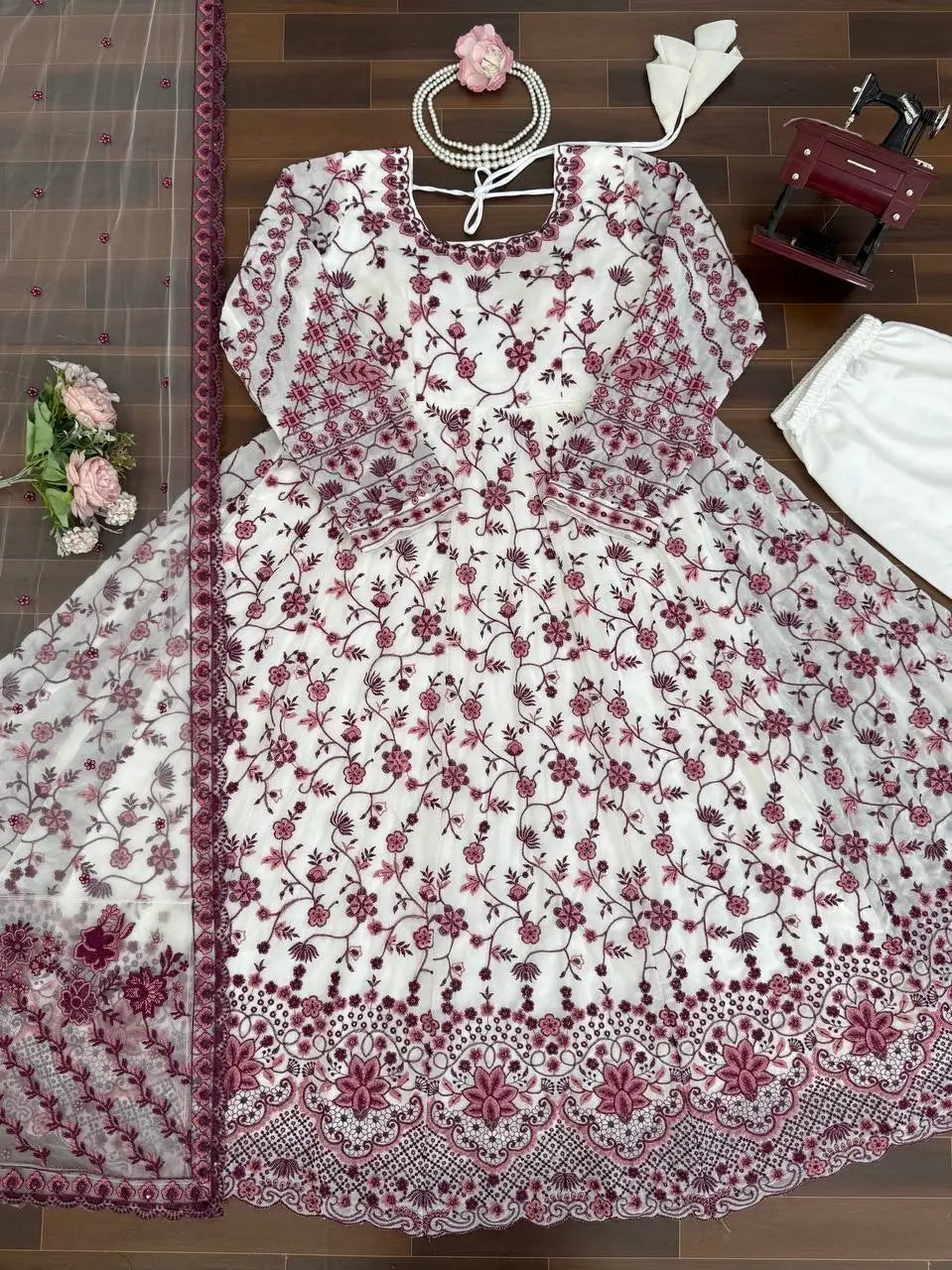 Elegant Floral Georgette Anarkali Set for Festive and Day Occasion Wear