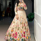 Elegant Floral Printed Tasar Silk Lehenga Set