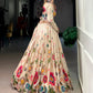 Elegant Floral Printed Tasar Silk Lehenga Set
