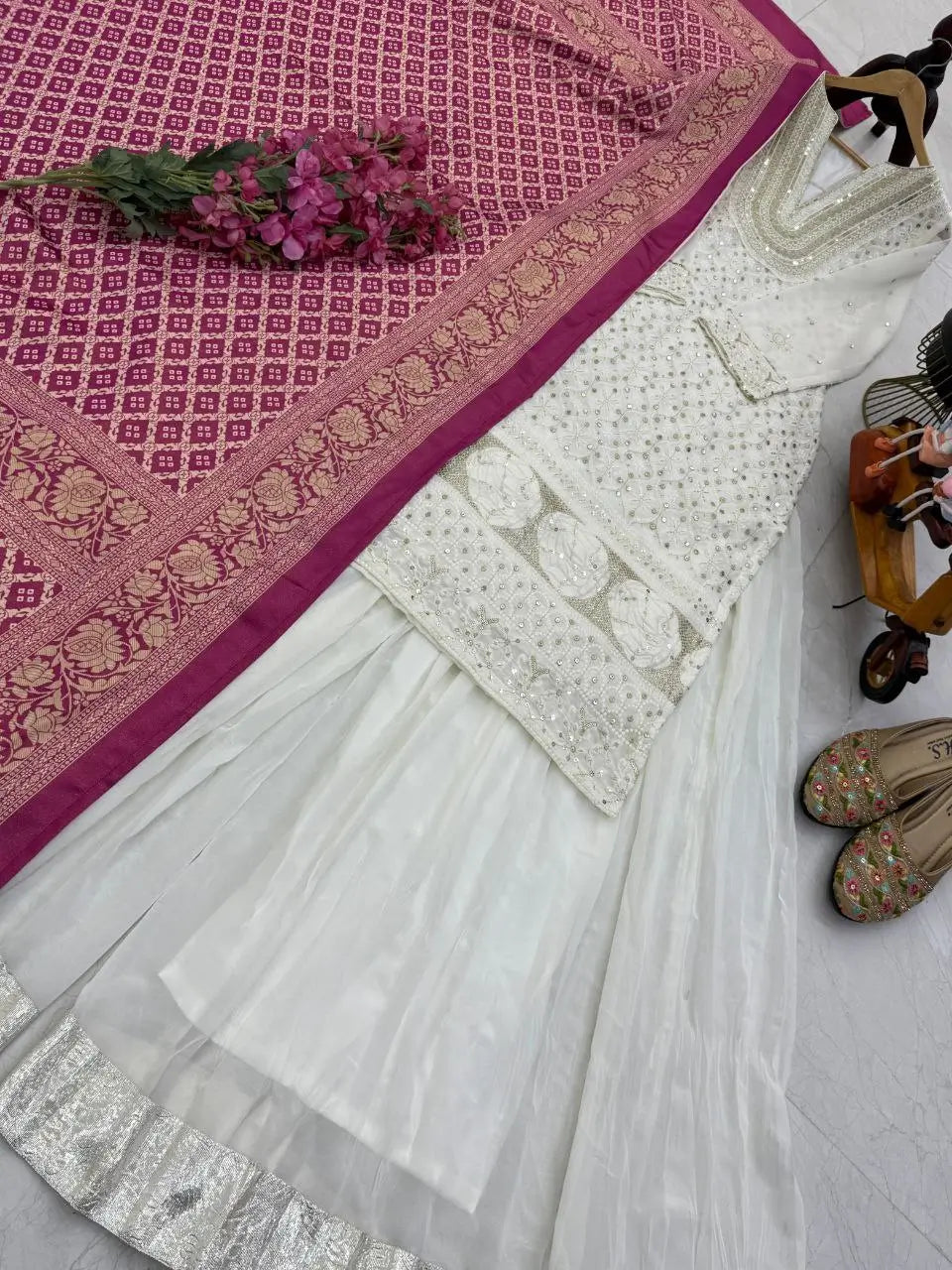 Elegant Fox Georgette Palazzo Suit with Silk Dupatta – Party & Festive Wear