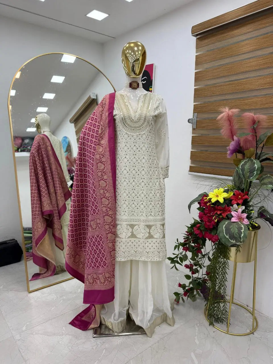 Elegant Fox Georgette Palazzo Suit with Silk Dupatta – Party & Festive Wear