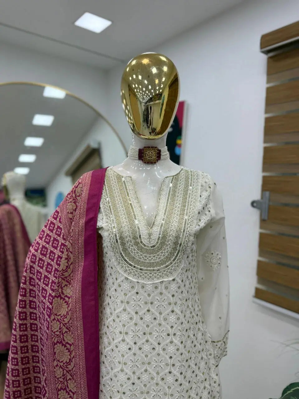 Elegant Fox Georgette Palazzo Suit with Silk Dupatta – Party & Festive Wear