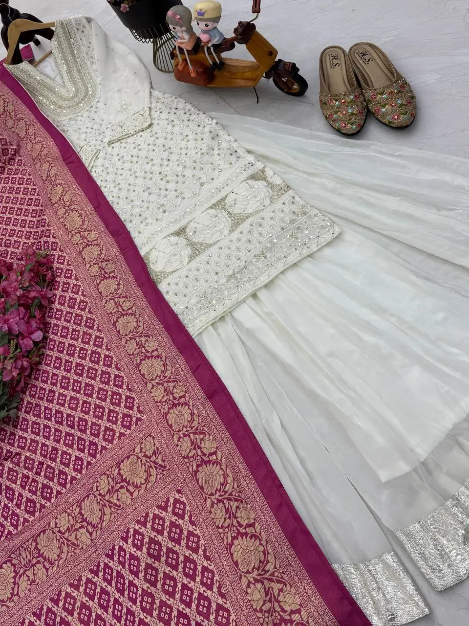 Elegant Fox Georgette Palazzo Suit with Silk Dupatta – Party & Festive Wear