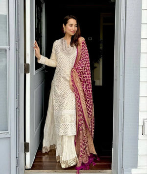 Elegant Fox Georgette Palazzo Suit with Silk Dupatta – Party & Festive Wear