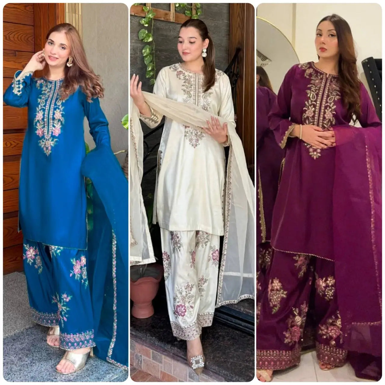 Elegant French Crepe Farshi Suit Set for Festive and Occasion Wear