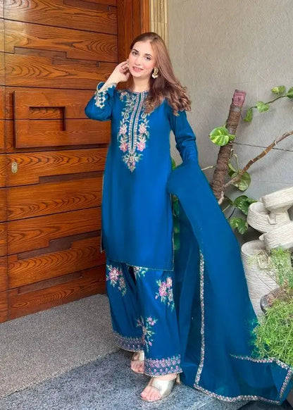 Elegant French Crepe Farshi Suit Set for Festive and Occasion Wear
