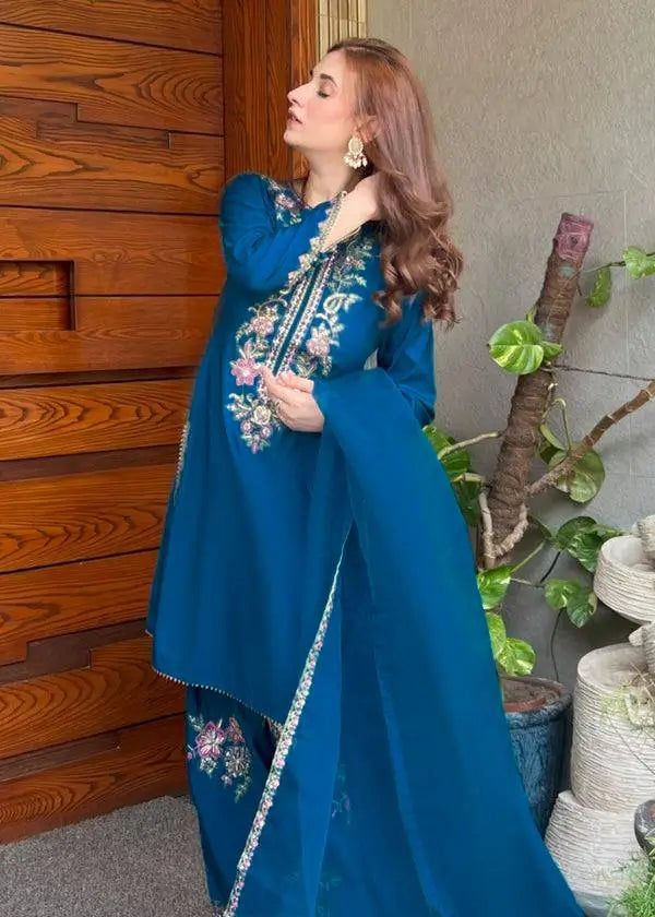 Elegant French Crepe Farshi Suit Set for Festive and Occasion Wear