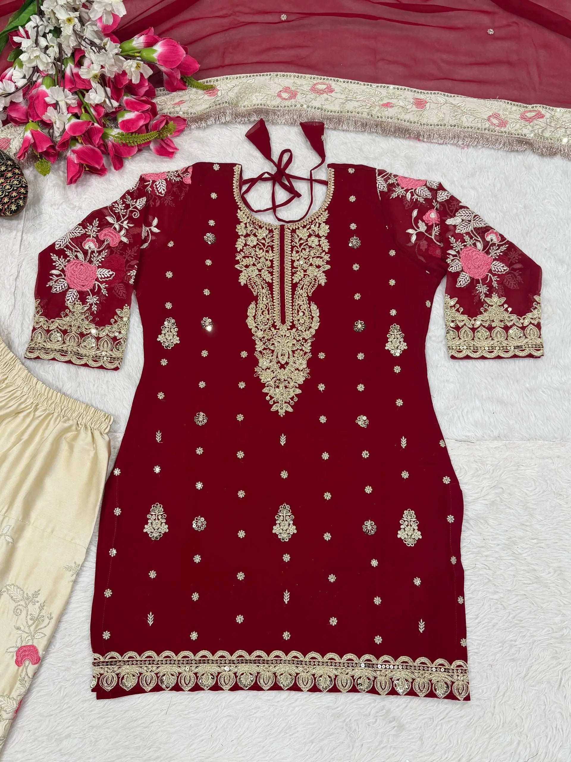 Elegant Georgette Embroidered Patiala Suit Set for Festive and Wedding Wear