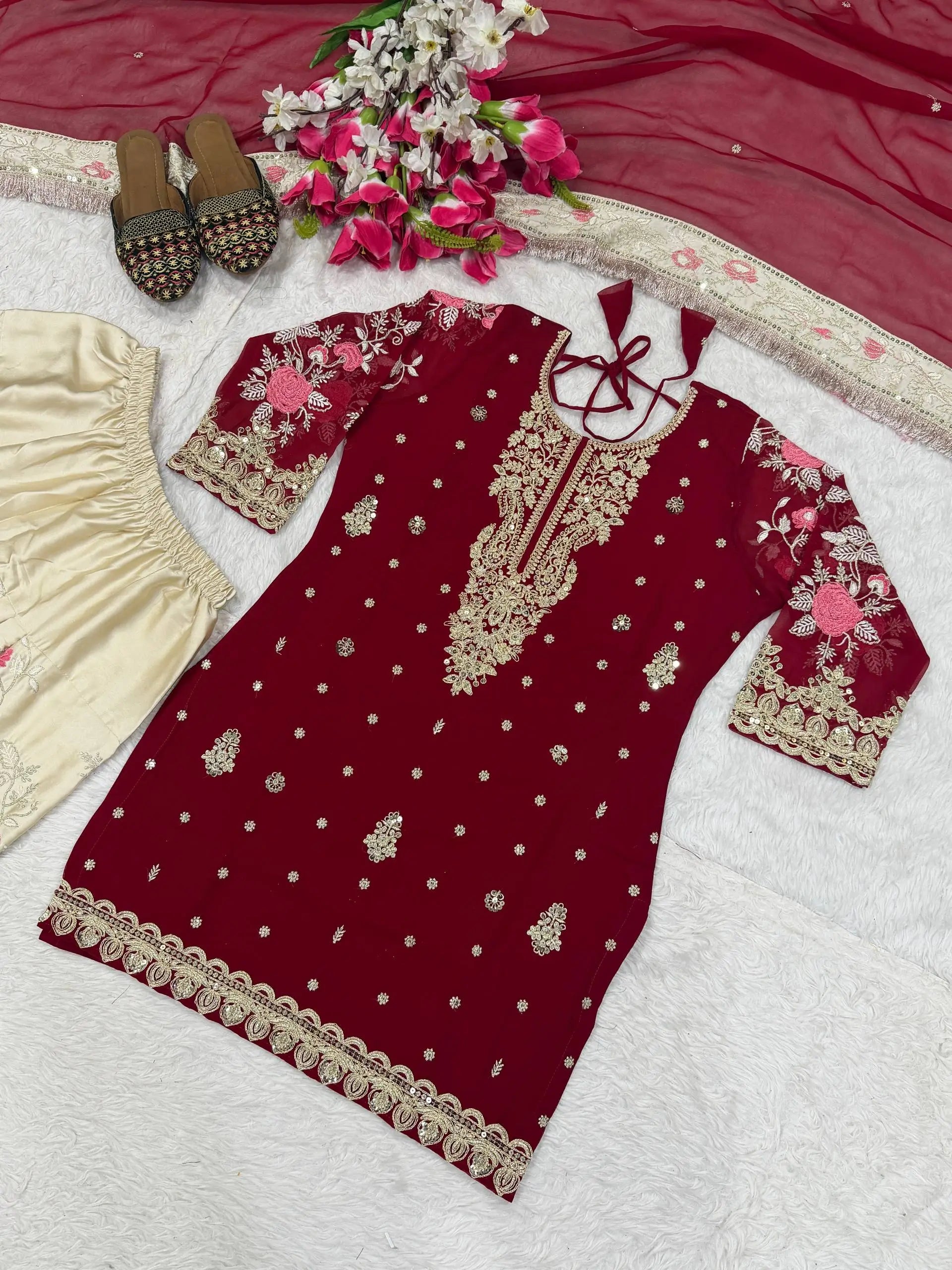 Elegant Georgette Embroidered Patiala Suit Set for Festive and Wedding Wear
