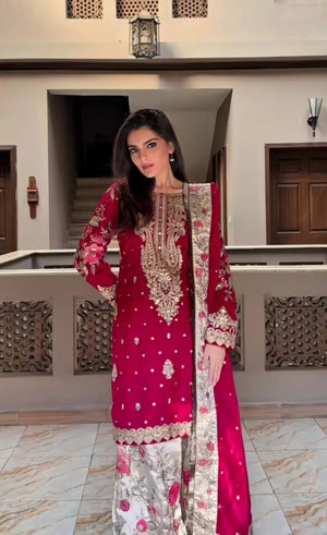 Elegant Georgette Embroidered Patiala Suit Set for Festive and Wedding Wear