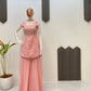 Elegant Georgette Embroidered Top Plazzo Set with Butterfly Net Dupatta