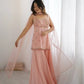 Elegant Georgette Embroidered Top Plazzo Set with Butterfly Net Dupatta