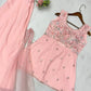 Elegant Georgette Embroidered Top Plazzo Set with Butterfly Net Dupatta