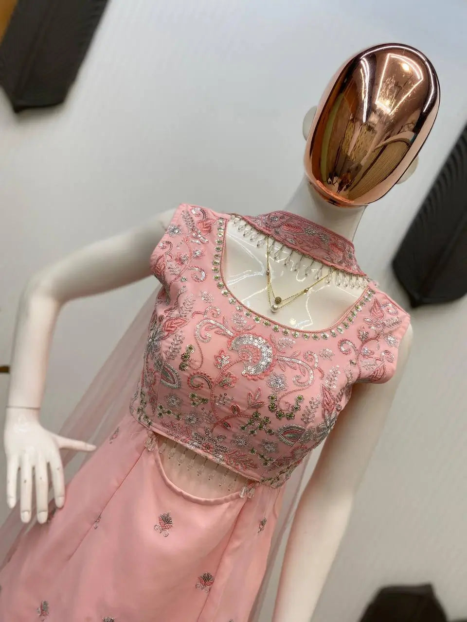 Elegant Georgette Embroidered Top Plazzo Set with Butterfly Net Dupatta