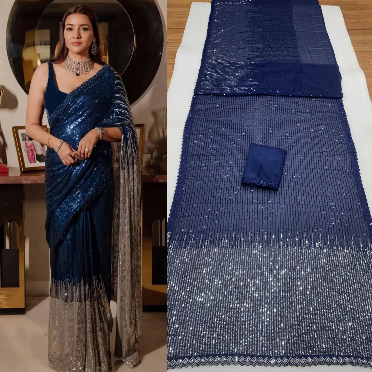 Elegant Georgette Sequin Saree for Party and Occasion Wear