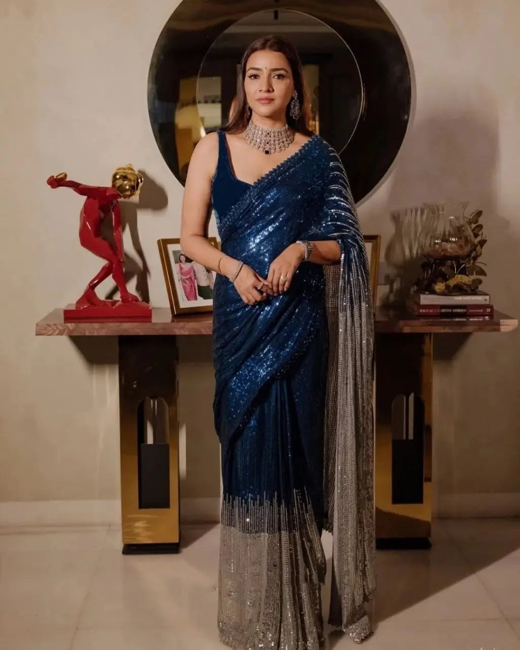 Elegant Georgette Sequin Saree for Party and Occasion Wear