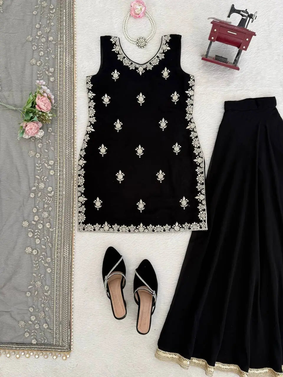 Elegant Georgette Sharara Suit Set for Party and Festive Wear