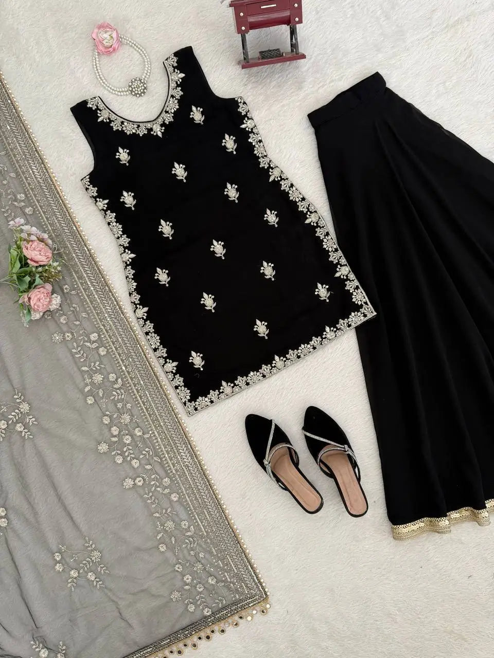 Elegant Georgette Sharara Suit Set for Party and Festive Wear