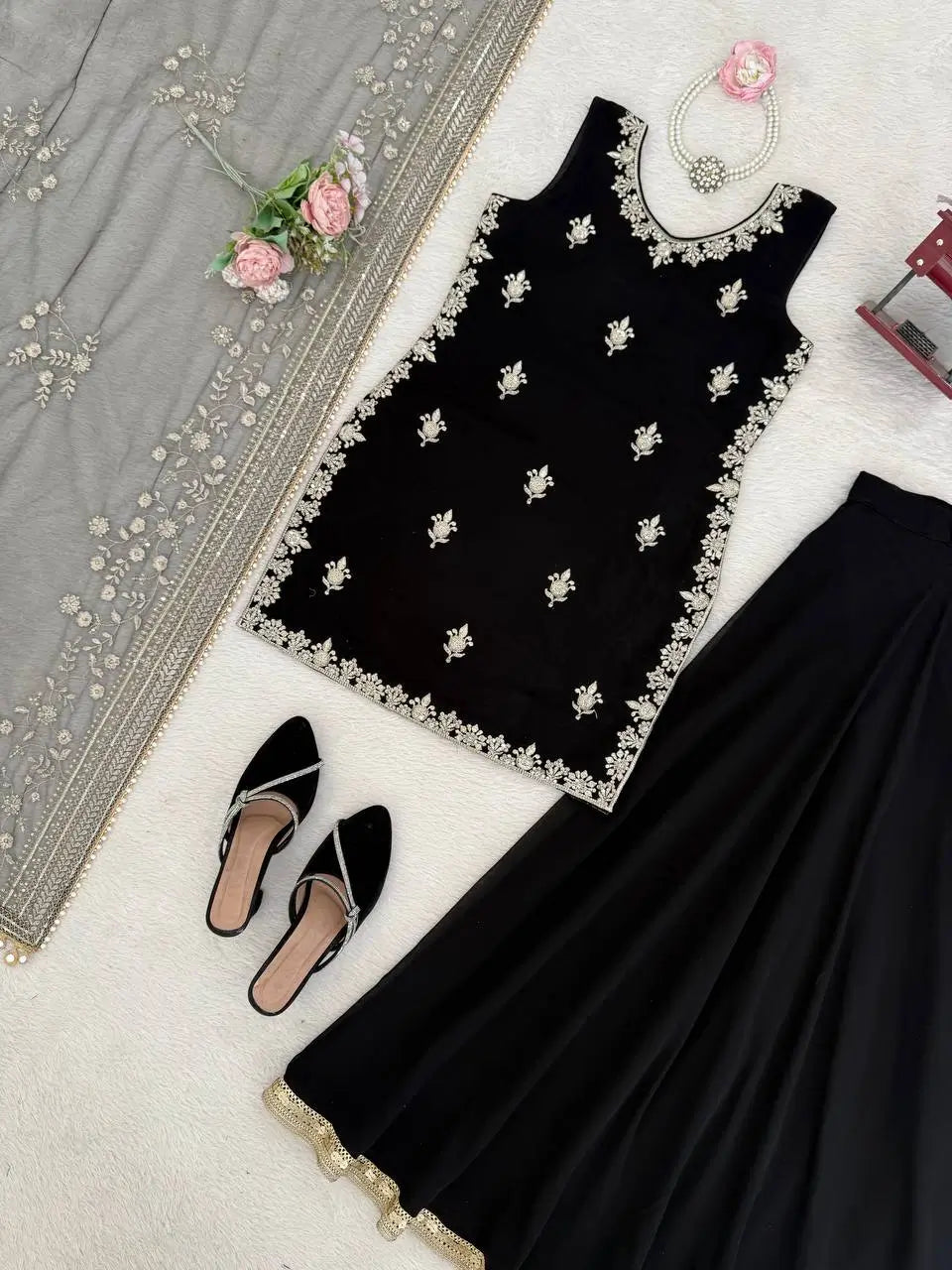Elegant Georgette Sharara Suit Set for Party and Festive Wear