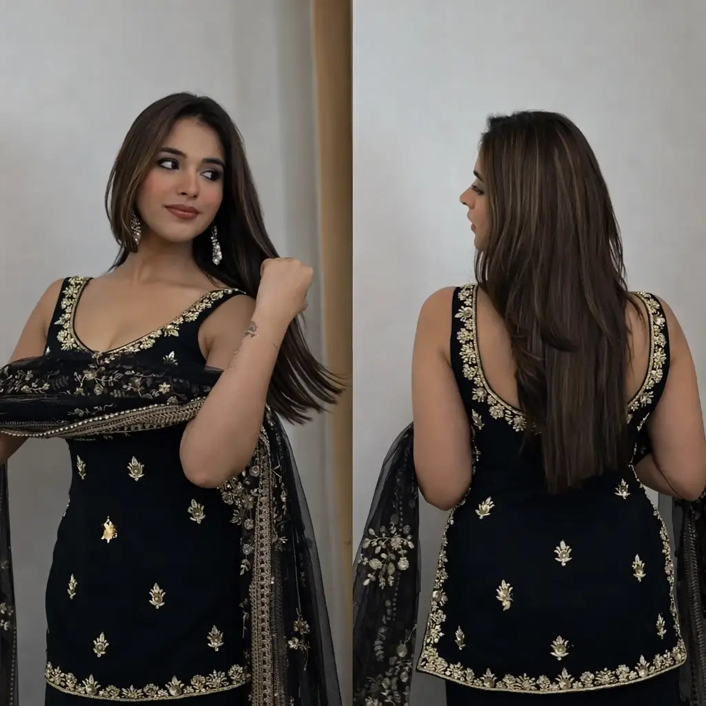 Elegant Georgette Sharara Suit Set for Party and Festive Wear