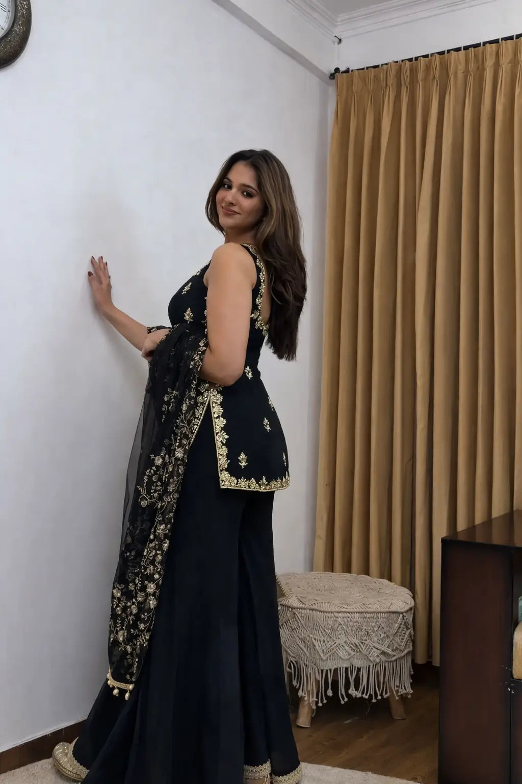 Elegant Georgette Sharara Suit Set for Party and Festive Wear