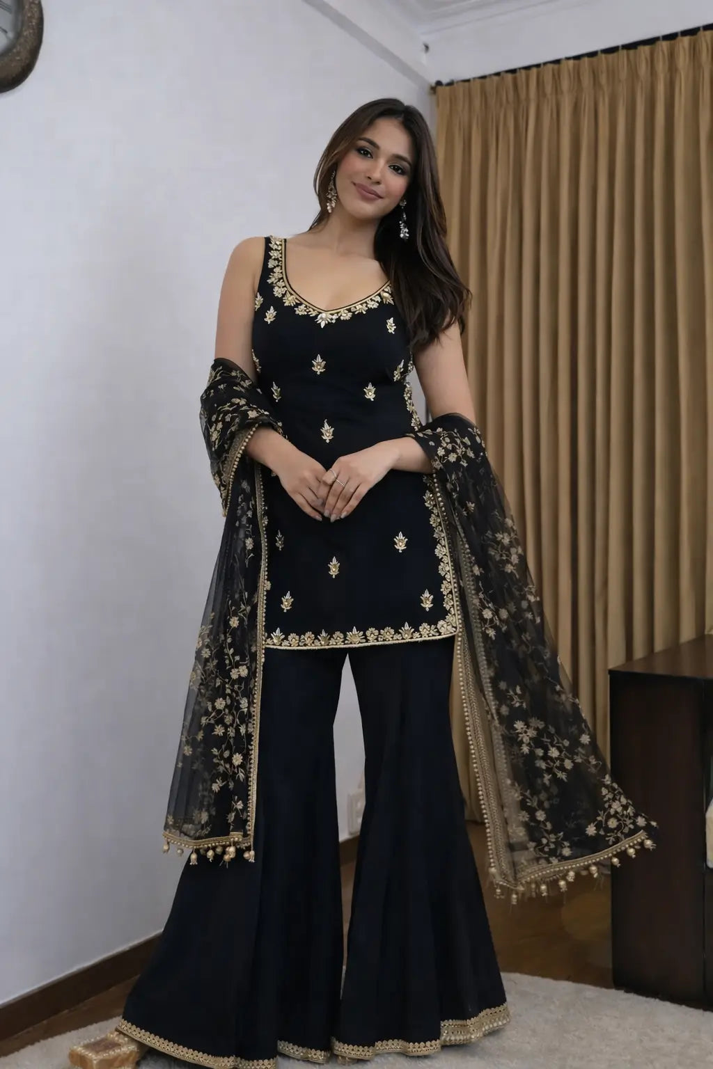 Elegant Georgette Sharara Suit Set for Party and Festive Wear