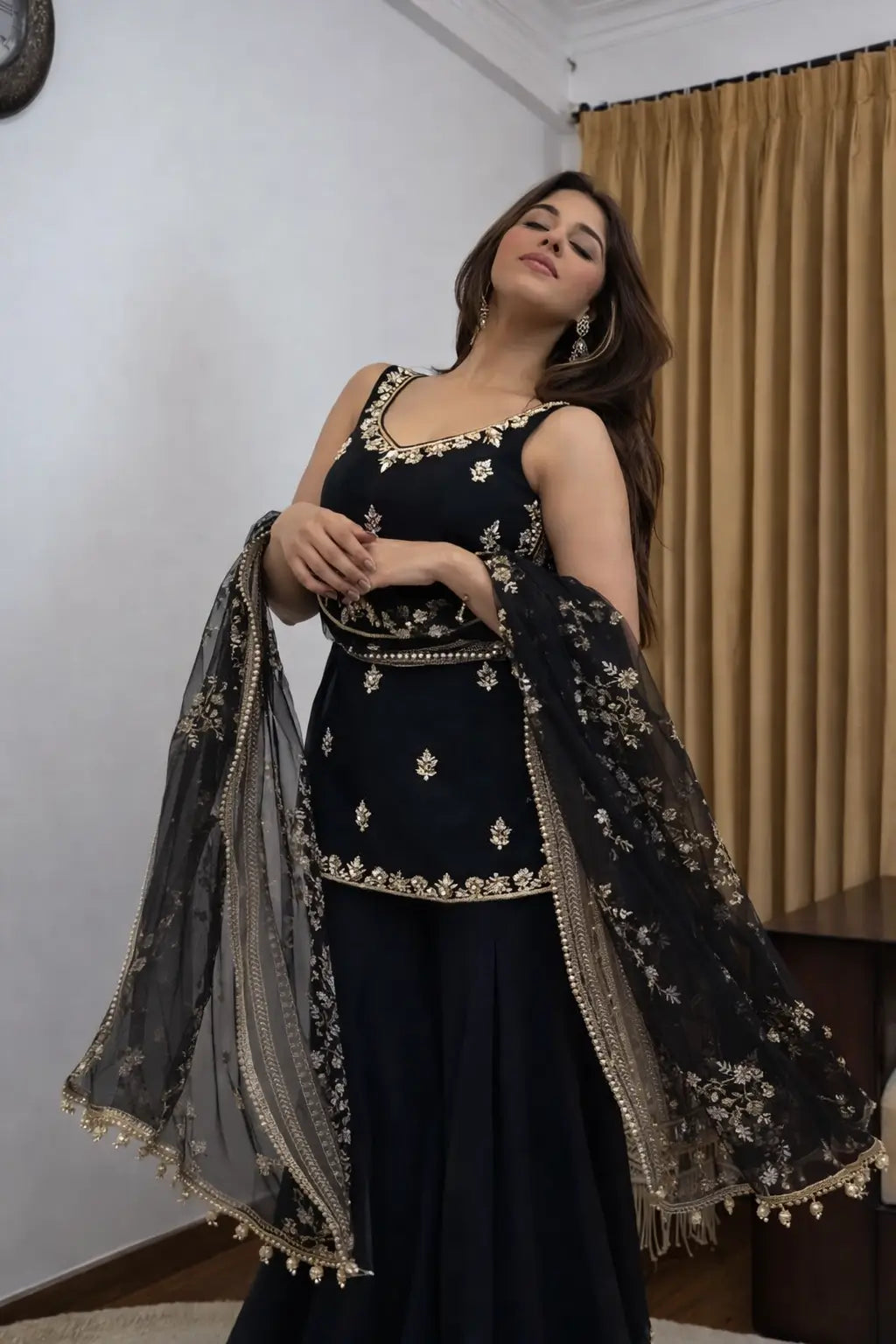 Elegant Georgette Sharara Suit Set for Party and Festive Wear