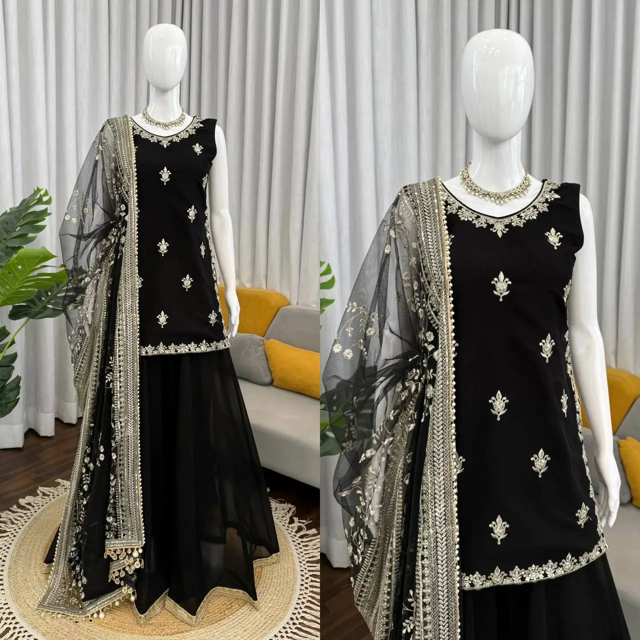 Elegant Georgette Sharara Suit Set for Party and Festive Wear