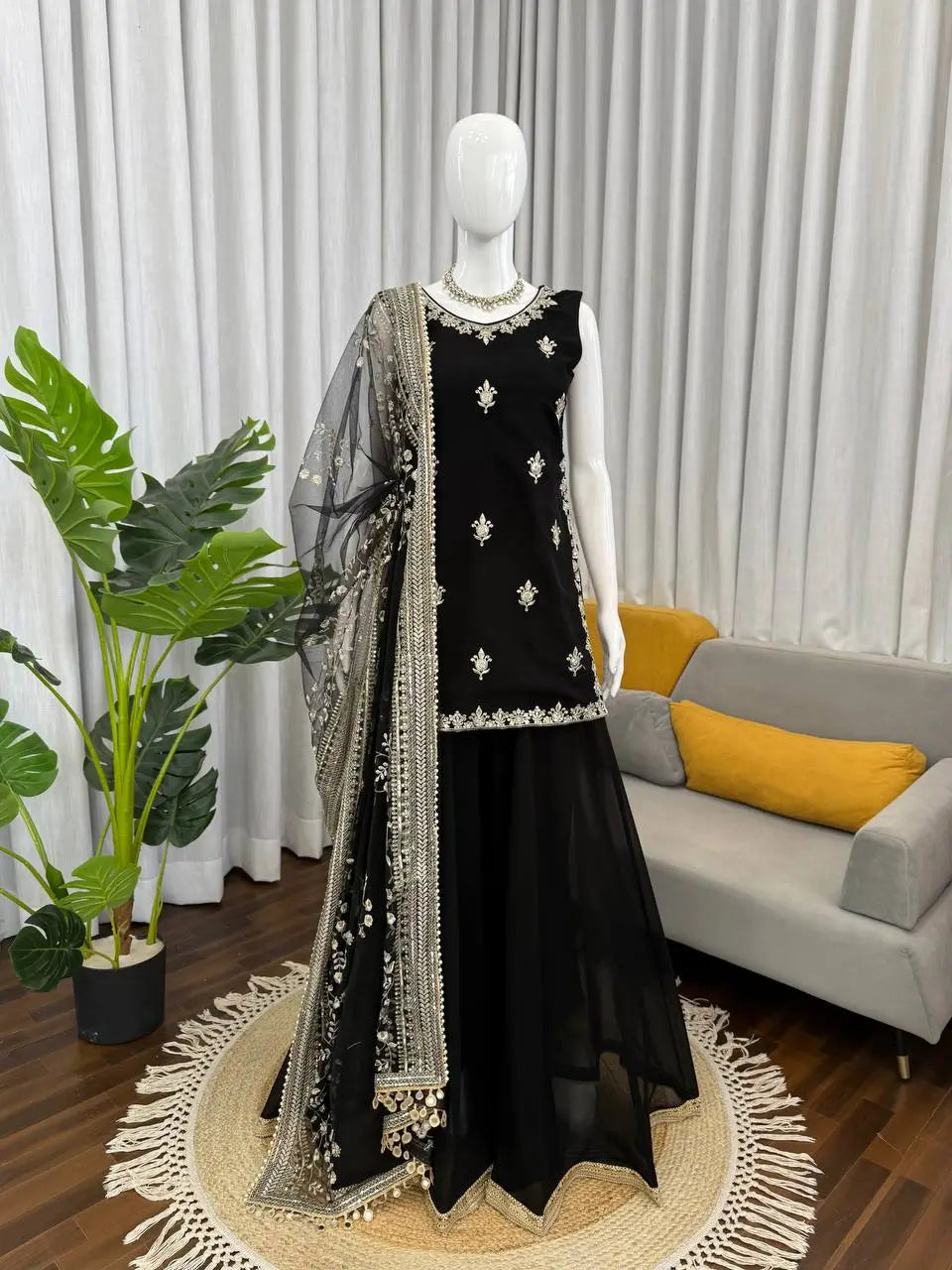 Elegant Georgette Sharara Suit Set for Party and Festive Wear