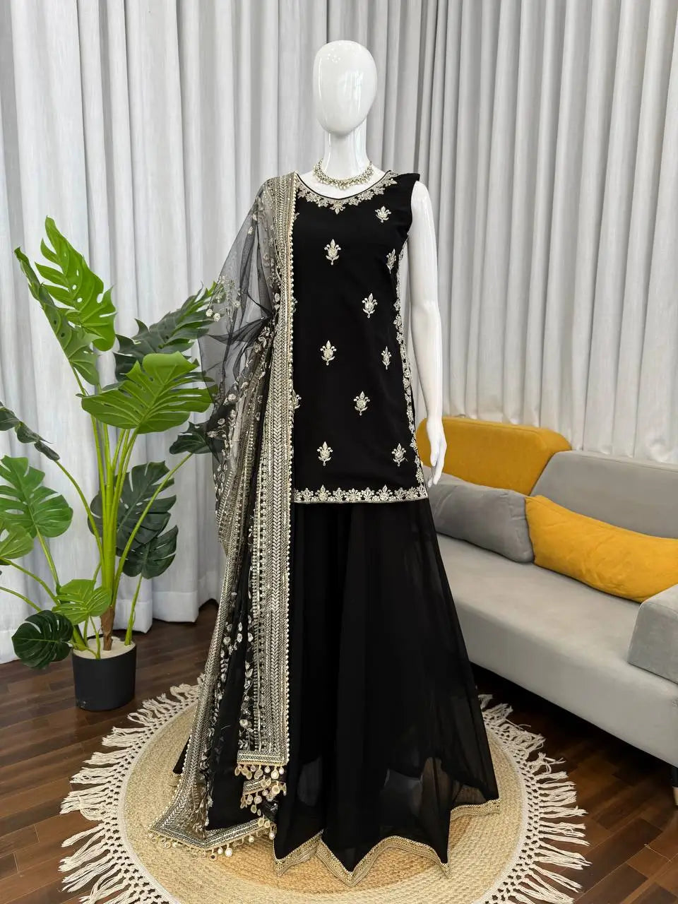 Elegant Georgette Sharara Suit Set for Party and Festive Wear
