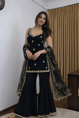 Elegant Georgette Sharara Suit Set for Party and Festive Wear