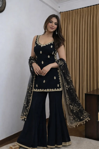 Elegant Georgette Sharara Suit Set for Party and Festive Wear