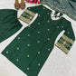 Elegant Green Embroidered Crepe Silk Suit Set for Festive and Party Wear