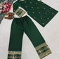Elegant Green Embroidered Crepe Silk Suit Set for Festive and Party Wear