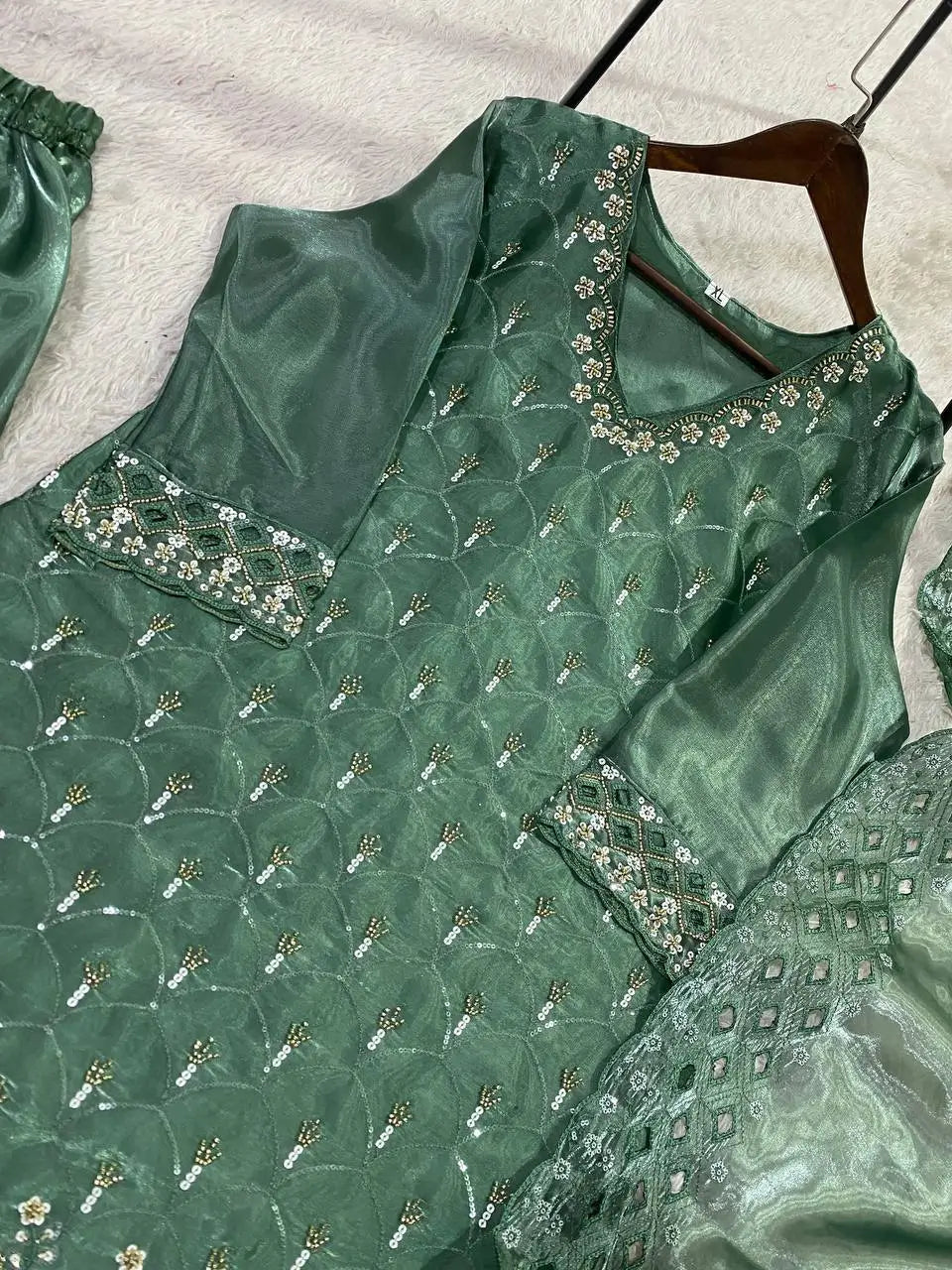 Elegant Hand Beaded Embroidered Palazzo Suit Set for Festive and Family Functions