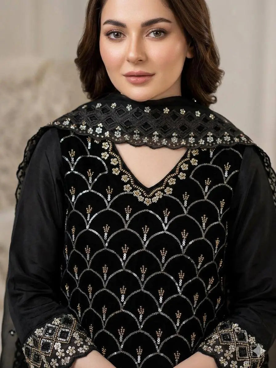 Elegant Hand Beaded Embroidered Palazzo Suit Set for Festive and Family Functions