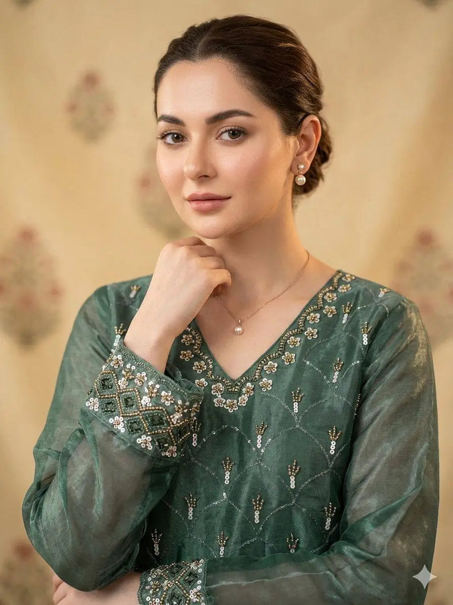 Elegant Hand Beaded Embroidered Palazzo Suit Set for Festive and Family Functions