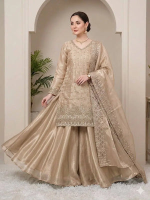 Elegant Hand Beaded Embroidered Palazzo Suit Set for Festive and Family Functions