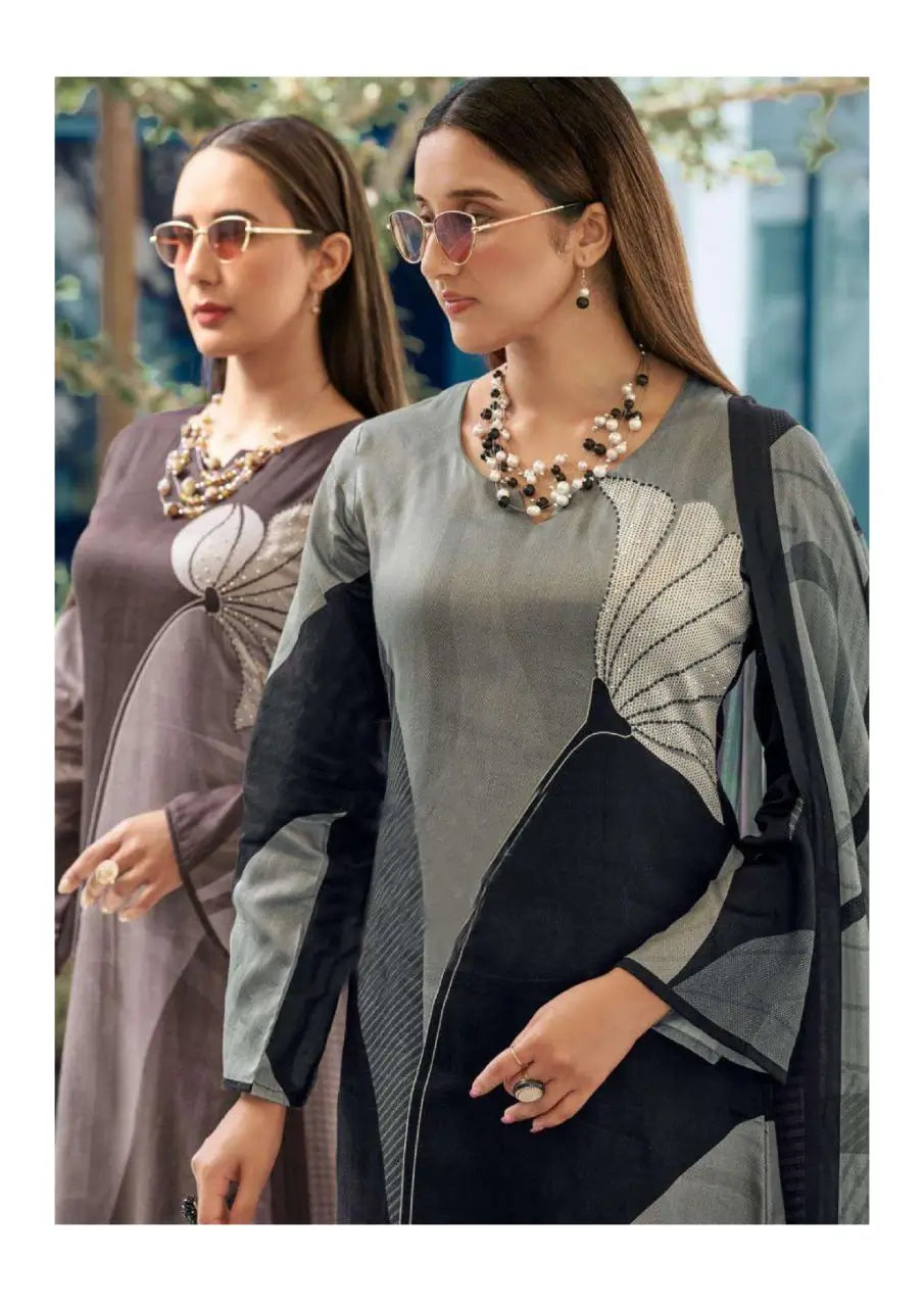 Elegant Heavy Poly Rayon Digital Print Kurti Set with Straight Pant & Mal Chanderi Dupatta